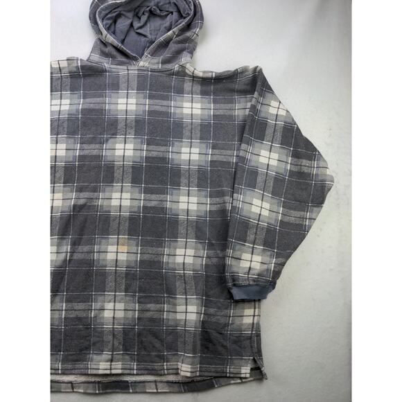 Mens Sedan Clothing Hoodie Sweatshirt Size L Pullover Black Grid Pattern - Picture 6 of 10
